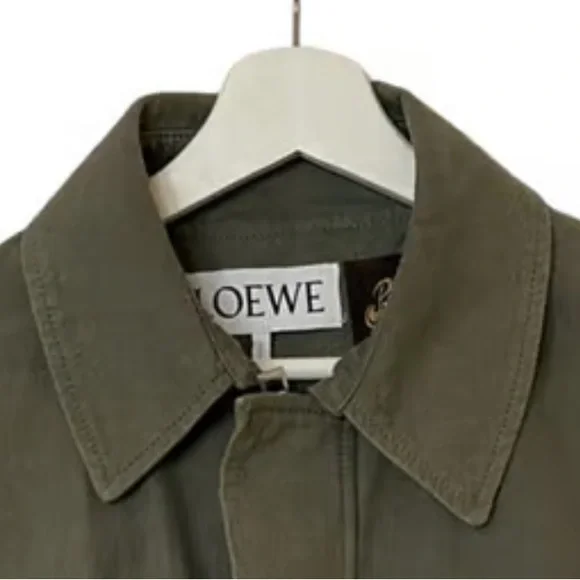 Loewe Green Colorblock Cotton Military Long Jacket - Picture 2 of 7